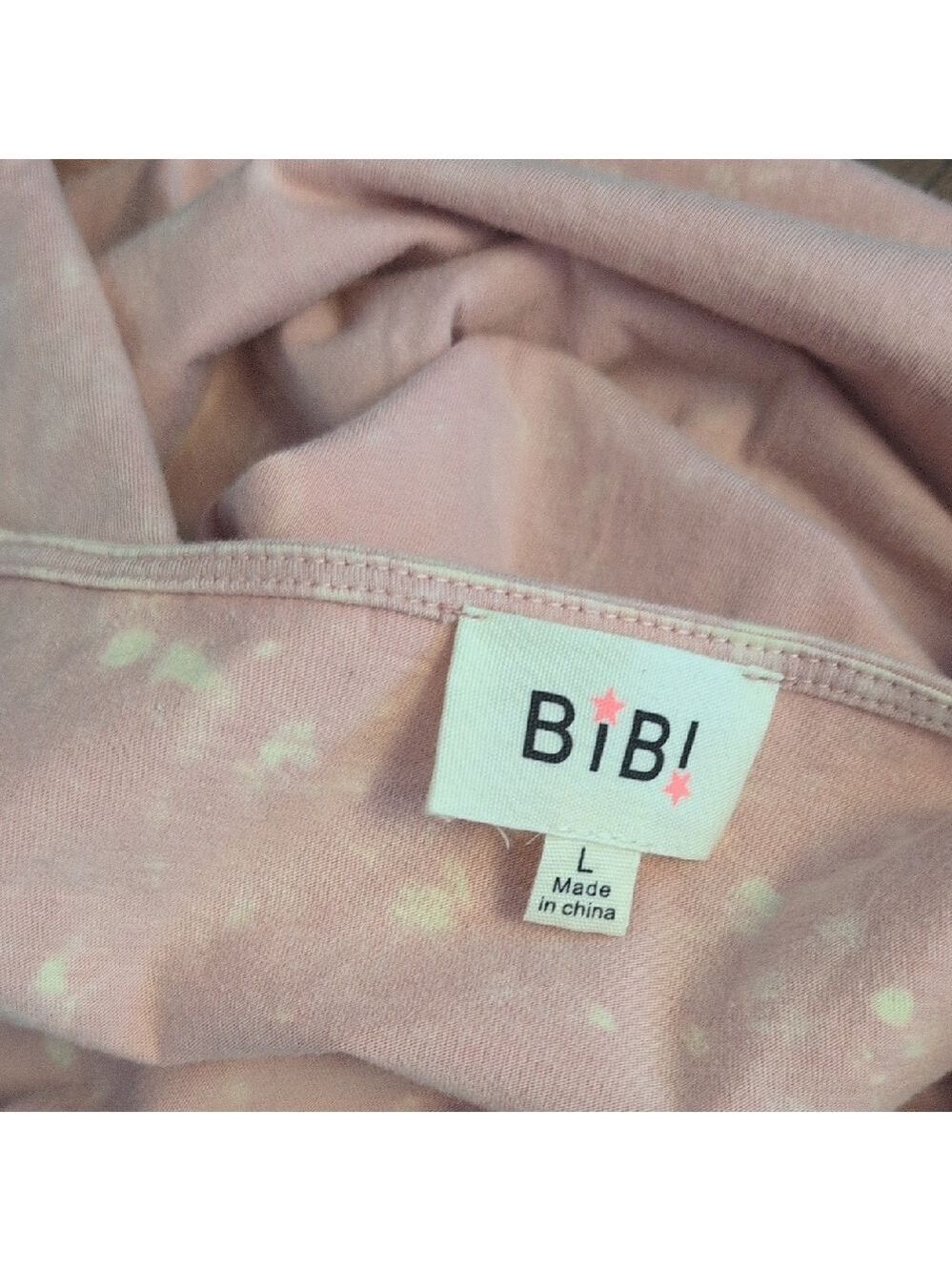 BiBi Pink Splothy V-Neck Ruffle Sleeve Tee L - Picture 6 of 6